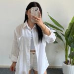 Keten Gömlek Oversize Bej